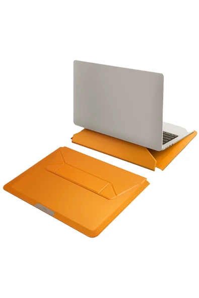 Macbook Air Pro 13 / 14 ınç Kılıf Oslo Serisi Manyetik Su Geçirmez Tasarım Taşıma Çantası  SARI - Resim 3