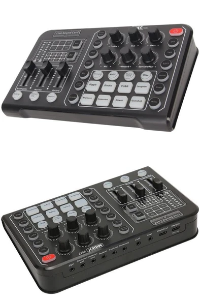 Midex VS13 Üst Kalite Canlı Yayın Stüdyo Kayıt Ses Kartı Efektli Radyo Mikseri - 3