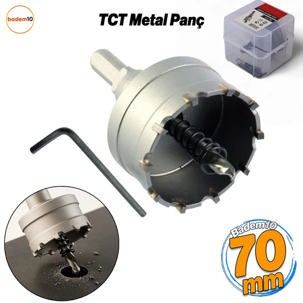 TCT Metal Delme Panç Ø 70 mm Delik Açma Metal Demir Testeresi Adaptörlü 1 Adet