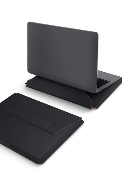 Macbook Air Pro 13 / 14 ınç Kılıf Oslo Serisi Manyetik Su Geçirmez Tasarım Taşıma Çantası  SİYAH - 4
