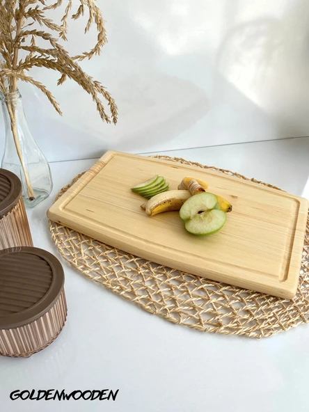 Dış Bükey Doğal Ahşap Sunum Tabağı Ahşap Sunumluk(BEYAZ ÇAM) Beyaz Çam BOY:40cm EN:30cm
