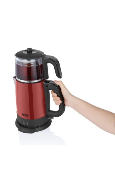 Demli Stil IH33204 CAM Demlikli Çay Makinesi Kırmızı - 2