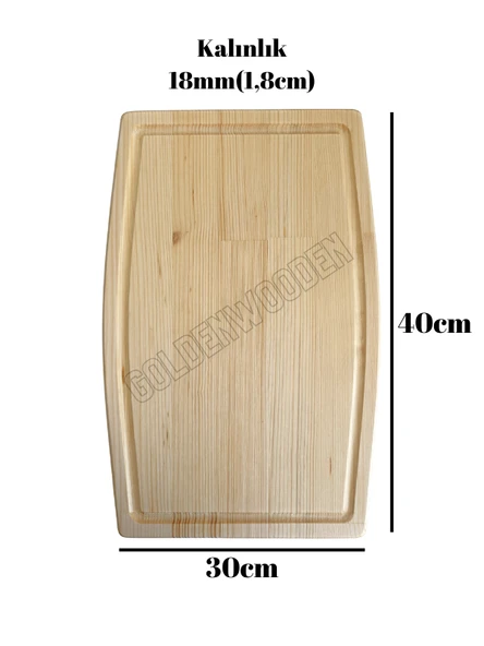 Dış Bükey Doğal Ahşap Sunum Tabağı Ahşap Sunumluk(BEYAZ ÇAM) Beyaz Çam BOY:40cm EN:30cm - 3