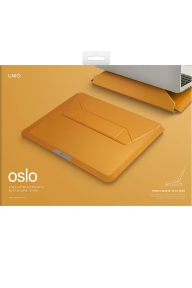 Macbook Air Pro 13 / 14 ınç Kılıf Oslo Serisi Manyetik Su Geçirmez Tasarım Taşıma Çantası  SARI - Resim 5