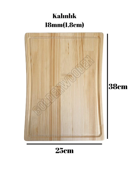 İç Bükey Doğal Ahşap Sunum Tabağı Ahşap Sunumluk(BEYAZ ÇAM) Beyaz Çam BOY:38cm EN:25cm - 4