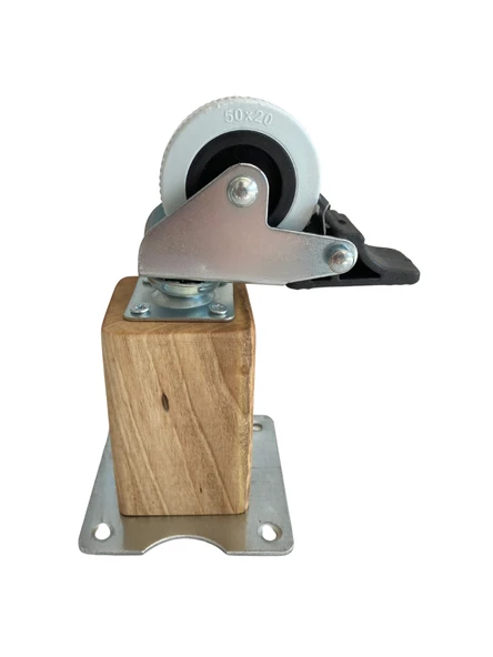 Kale Ahşap Tekerli Ayak Mobilya Masa Dolap Tekerli Ayağı(FRENLİ - FRENSİZ)(12CM - 15CM)(CEVİZ AĞACI) 12cm FRENLİ 12cm - FRENLİ - 1 ADET - 2