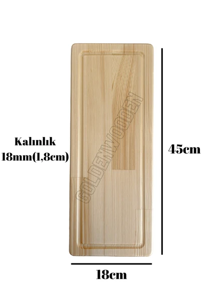 Dikdörtgen Doğal Ahşap Sunum Tabağı Ahşap Sunumluk(BEYAZ ÇAM) Beyaz Çam BOY:45cm EN:18cm - 4