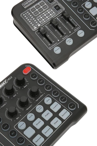 Midex VS13 Üst Kalite Canlı Yayın Stüdyo Kayıt Ses Kartı Efektli Radyo Mikseri - 4