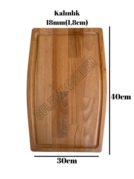 Dış Bükey Doğal Ahşap Sunum Tabağı Ahşap Sunumluk(KAYIN/GÜRGEN) Kayın BOY:40cm EN:30cm - 4