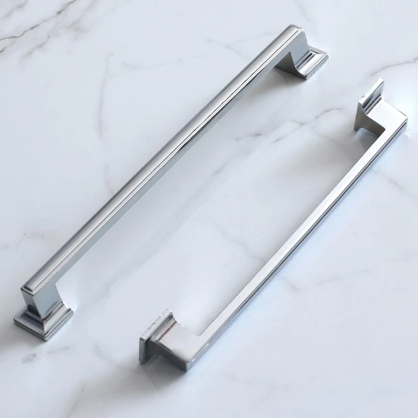 Metal Kulp Mobilya Dolap Mutfak Dolabı Kapak Çekmece Kulpları Kulbu Kulpu 22.4 cm 224 mm Krom - 4