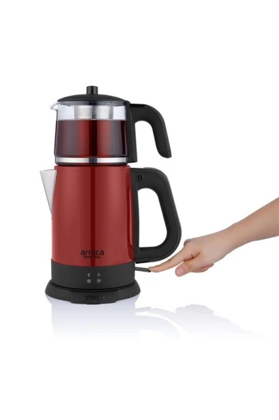 Demli Stil IH33204 CAM Demlikli Çay Makinesi Kırmızı - 4