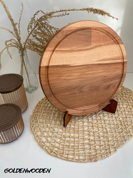 Yuvarlak Doğal Ahşap Sunum Tabağı Ahşap SUNUMLUK(KAYIN/GÜRGEN)(ÇAP:30cm) ÇAP:30cm - 3