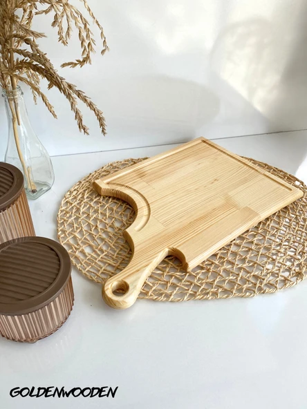 Balta Doğal Ahşap Sunum Tabağı Ahşap Sunumluk(BEYAZ ÇAM) Beyaz Çam BOY:45cm EN:27cm - 2