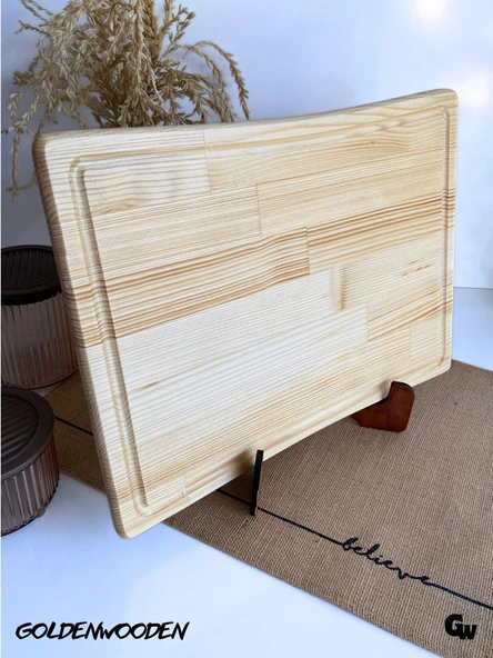 İç Bükey Doğal Ahşap Sunum Tabağı Ahşap Sunumluk(BEYAZ ÇAM) Beyaz Çam BOY:40cm EN:30cm - 3