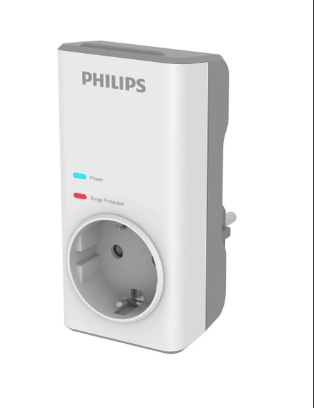 Philips Tekli Akım Korumalı Priz 1140JUL Aşırı Gerilim Korumalı Emniyet Kepengi CHP7010W Beyaz