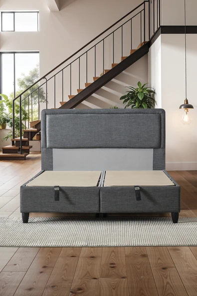 Melisa Çift Kişilik Sandıklı Baza ve Başlık 2’li Set Geniş Depolama - Resim 7