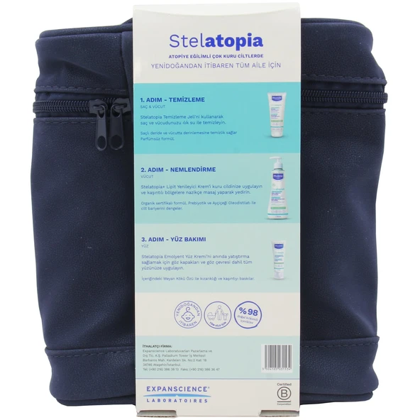 Mustela Stelatopia Bakım Seti Atopik Ve Kuru Ciltler İçin Lipit Yenileyici Krem + Şampuan + Yüz Kremi - 2