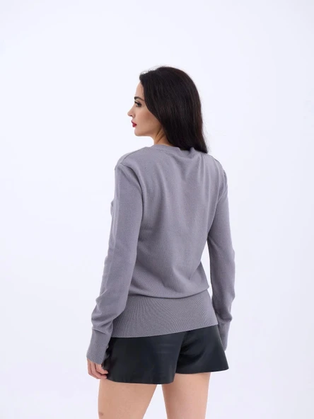 4217 TRİKO BASİC KAZAK-GRİ - Resim 2