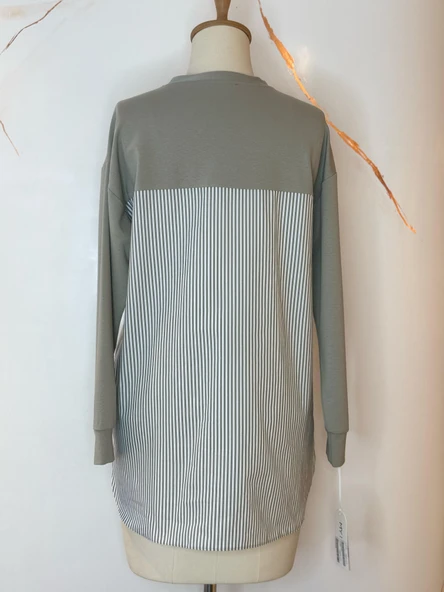 TAŞLI CEPLİ DANTELLİ SWEATSHIRT - 2