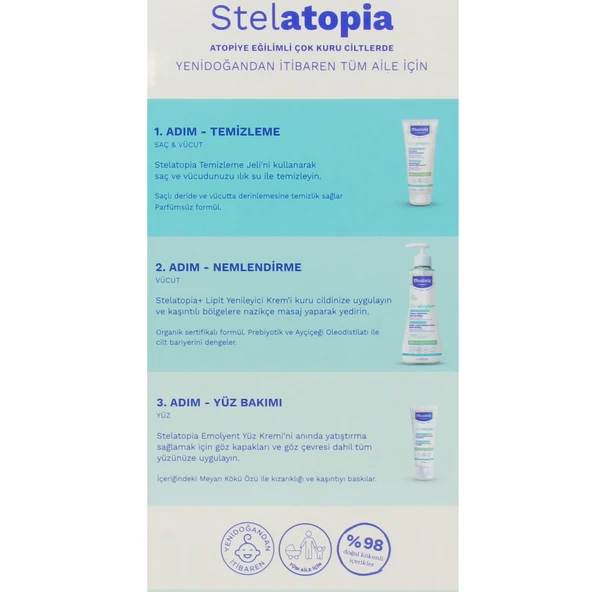 Mustela Stelatopia Bakım Seti Atopik Ve Kuru Ciltler İçin Lipit Yenileyici Krem + Şampuan + Yüz Kremi - 3