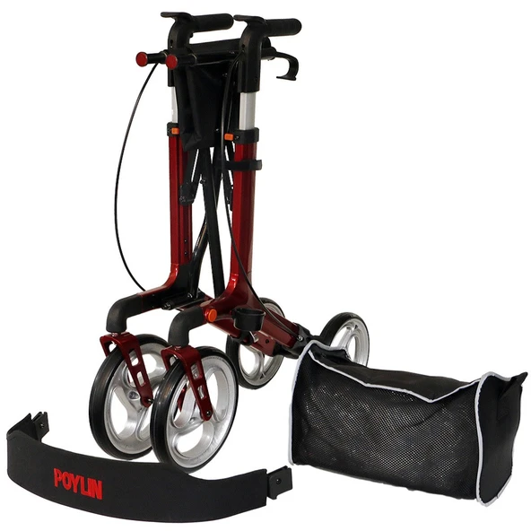 Poylin P888 Ultra Lüks Rolatör Kırmızı - Titanyum Gri - Resim 4