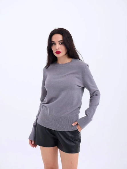 4217 TRİKO BASİC KAZAK-GRİ - Resim 4