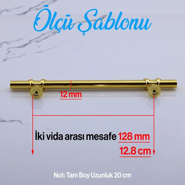 Mobilya Çekmece Mutfak Dolabı Dolap Kulpları Kulbu Kulpu Altın Gold Metal Kulp 128 mm -12.8 cm - Resim 2
