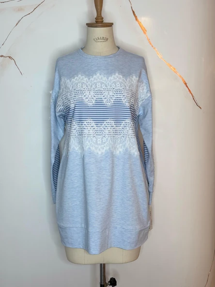 ŞERİT DANTEL DETAYLI SWEATSHIRT - 4