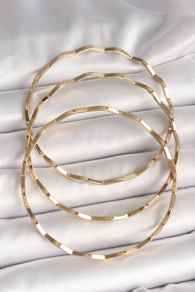 316L Çelik Gold Renk Ajda Model Kadın Bileklik - TJ-BB6877 - 2