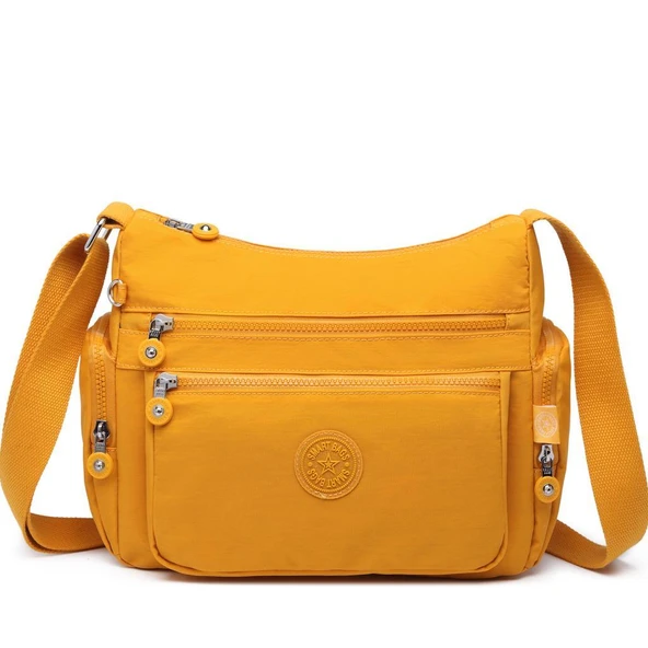 Krinkıl Kumaş Kadın Postacı Çantası Smart Bags 1115 Hardal