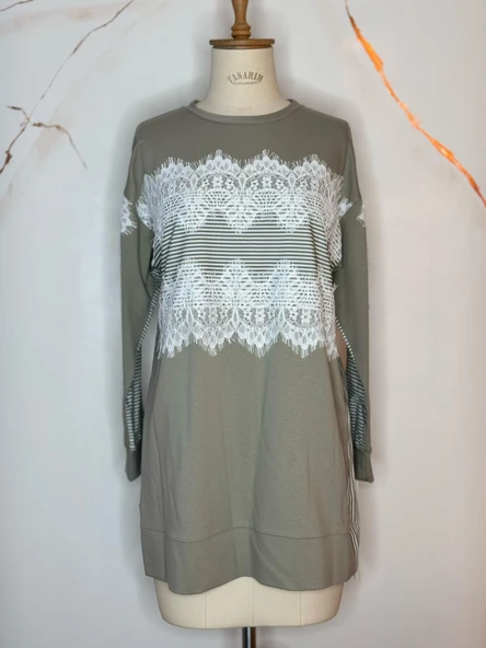 ŞERİT DANTEL DETAYLI SWEATSHIRT