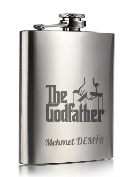 Kişiye Özel God Father 9 Oz  Çelik Cep Matarası 266 Ml içki Alkol Matarası Babaya Hediye - Resim 5