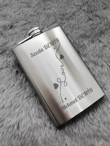Kişiye Özel Love Hediye 9 Oz Çelik Cep Matarası 266 Ml içki  Alkol Matarası Sevgiliye Hediye
