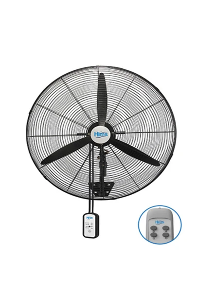 Hims HEF-DK650 190W 65 cm Siyah 3 Kanat Kumandalı Sanayi Tipi Duvar Vantilatörü