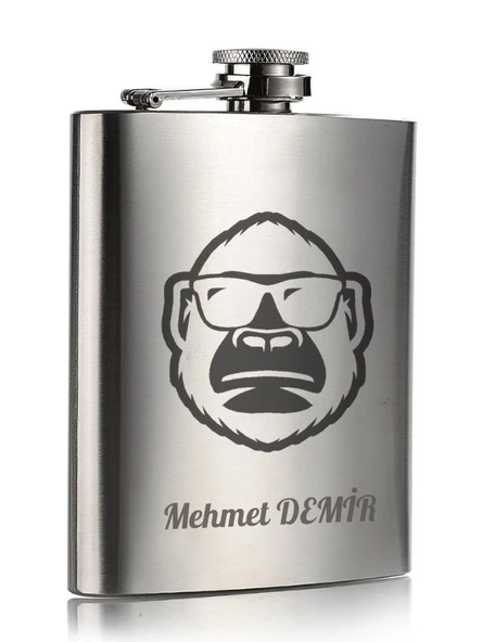 Kişiye Özel Maymun Hediye 9 Oz Çelik Cep Matarası 266 Ml içki  Alkol Matarası - Resim 2