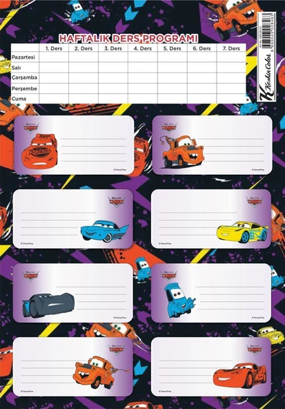 KESKIN OKUL ETIKETI CARS DERS PRG.3 LU (220130) - 3