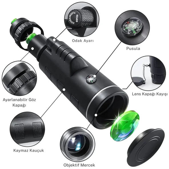 OR-1000 50x60 Monoküler Dürbün – Telefon ve Tripod Uyumu - 7