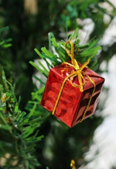 12 Adet Hediye Paketi Renkli Noel Yılbaşı Çam Ağacı Süsü 3 cm - 2