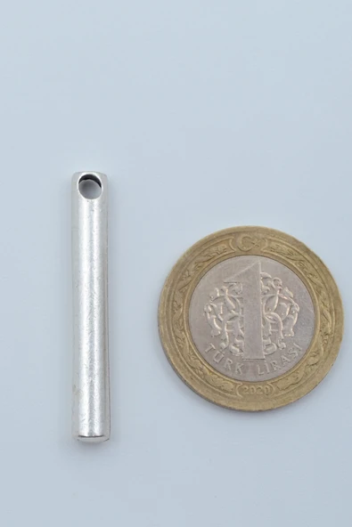 Silindir Çubuk Gümüş Kaplama Düz Zincir Kolye - Resim 4