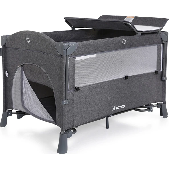 Exclusive Comfort 8 İn 1 Anne Yanı Park Yatak Oyun Parkı Gri 70 X 110 Cm - Resim 2