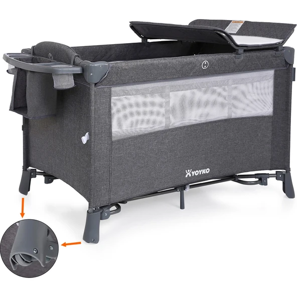 Exclusive Comfort 8 İn 1 Anne Yanı Park Yatak Oyun Parkı Gri 70 X 110 Cm - Resim 4