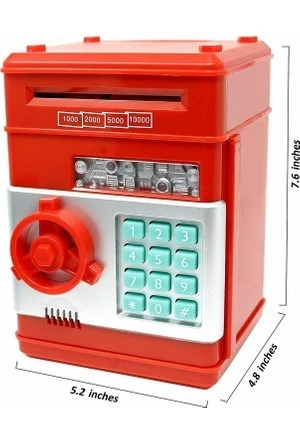 Kumbara Şifreli Atm Kasa Para Yutan Kumbara Şifreli Kırmızı - 2