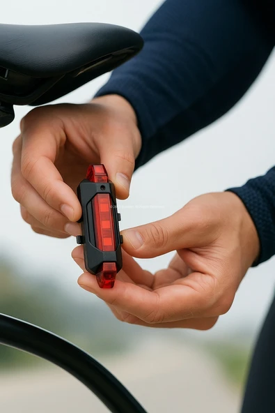 USB Şarjlı Su Geçirmez LED Bisiklet Arka Lambası - 5 Modlu Kompakt Güvenlik Işığı - 3