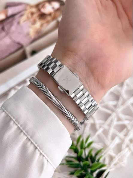 Daniel Klein Çelik Kordon 3 Atm Suya Dayanıklı Özel Tasarım Kadın Kol Saat+Bileklik VS.BLKT.0218 - Resim 3