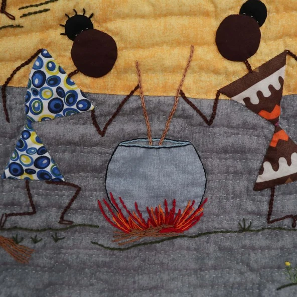 Afrikalı Kadınların Köy Yaşantısı Patchwork Pano - 7