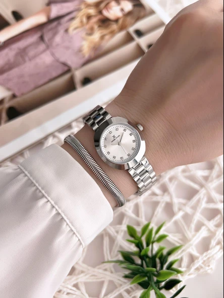 Daniel Klein Çelik Kordon 3 Atm Suya Dayanıklı Özel Tasarım Kadın Kol Saat+Bileklik VS.BLKT.0218 - Resim 2