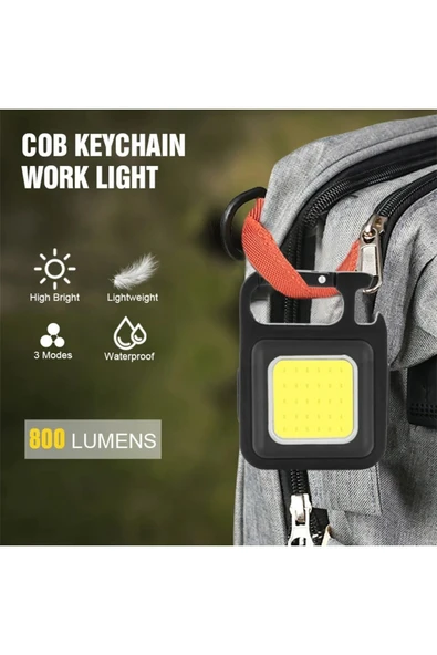 Mini LED Anahtarlık El Feneri USB Şarj Edilebilir Lamba Taşınabilir  Kamp Feneri - 3