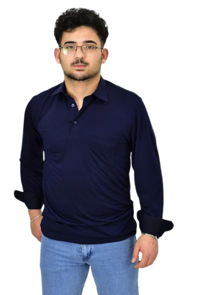 Erkek Gömlek Yaka Uzunkol Tişört T6063 BGL-ST04542 - Resim 12