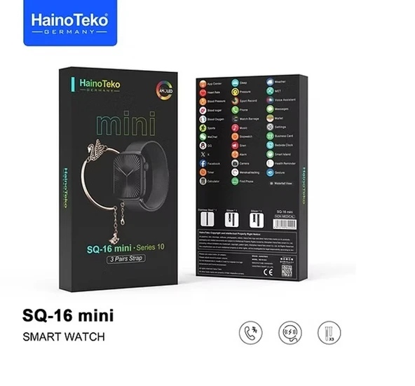 Haino Teko Germany SQ16 Mini Akıllı Saat, 3 Kordon 1 Adet Bileklik Hediyeli