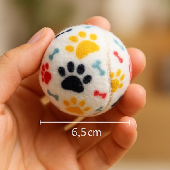 3'lü Köpek Oyuncak Top Seti - 6.5 cm Renkli Tenis Topları Küçük ve Orta Irk İçin Diş Dostu, Zıplayan - 5